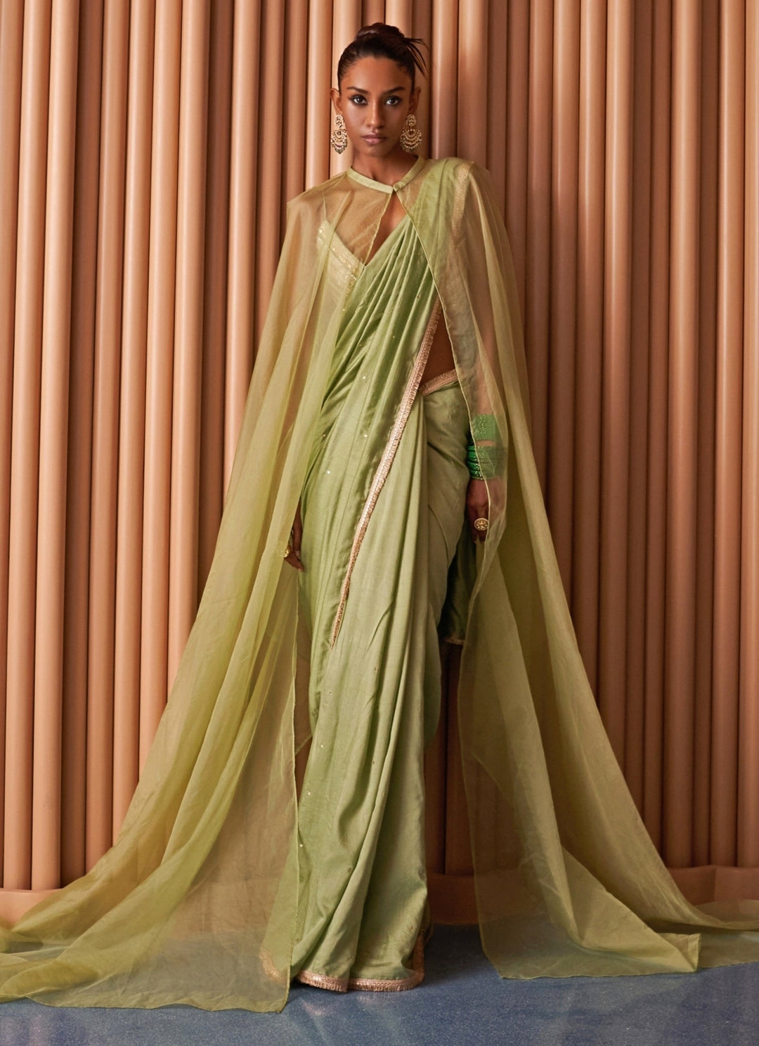 Pre-draped saree for a wedding guest — the easiest way for a first-timer to wear a saree to an Indian wedding